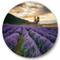 Designart - Sunrise & Dramatic Clouds Over Lavender Field VII - Farmhouse Metal Circle Wall Art